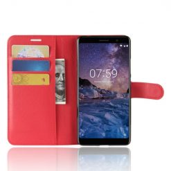 Lacné Kryty | Peňaženkové puzdro Litchi červené – Nokia 7 Plus | Lacné Kryty