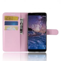 Lacné Kryty | Peňaženkové puzdro Litchi ružové – Nokia 7 Plus | Lacné Kryty