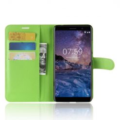 Lacné Kryty | Peňaženkové puzdro Litchi zelené – Nokia 7 Plus | Lacné Kryty