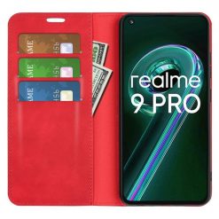 Lacné Kryty | Peňaženkové puzdro Magnetic smooth case červené – Realme 9 5G / 9 Pro | Lacné Kryty