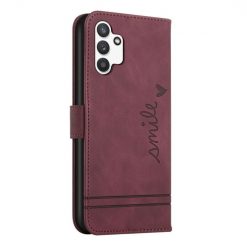 Peňaženkové puzdro Retro Smile bordové – Samsung Galaxy A13 (4G) | Lacné Kryty Lacné Kryty | Peňaženkové puzdro Retro Smile bordové – Samsung Galaxy A13 (4G) | Lacné Kryty