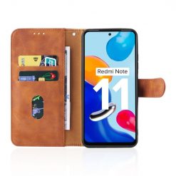 Lacné Kryty | Peňaženkové puzdro Solid hnedé – Xiaomi Redmi Note 11 (4G) / Note 11S | Lacné Kryty
