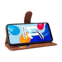 Lacné Kryty | Peňaženkové puzdro Solid hnedé – Xiaomi Redmi Note 11 (4G) / Note 11S | Lacné Kryty