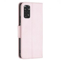 Lacné Kryty | Peňaženkové puzdro Fancy Litchi bledoružové – Xiaomi Redmi Note 11 (4G) / 11S | Lacné Kryty