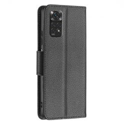 Lacné Kryty | Peňaženkové puzdro Fancy Litchi čierne – Xiaomi Redmi Note 11 (4G) / 11S | Lacné Kryty
