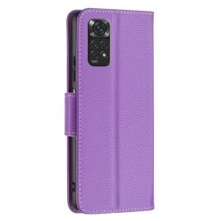 Lacné Kryty | Peňaženkové puzdro Fancy Litchi fialové – Xiaomi Redmi Note 11 (4G) / 11S | Lacné Kryty