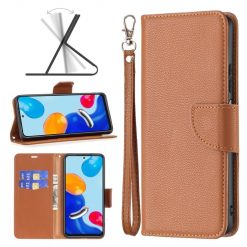 Lacné Kryty | Peňaženkové puzdro Fancy Litchi hnedé – Xiaomi Redmi Note 11 (4G) / 11S | Lacné Kryty