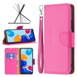 Lacné Kryty | Peňaženkové puzdro Fancy Litchi ružové – Xiaomi Redmi Note 11 (4G) / 11S | Lacné Kryty