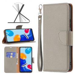 Peňaženkové puzdro Fancy Litchi sivé – Xiaomi Redmi Note 11 (4G) / 11S | Lacné Kryty Lacné Kryty | Peňaženkové puzdro Fancy Litchi sivé – Xiaomi Redmi Note 11 (4G) / 11S | Lacné Kryty