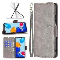 Lacné Kryty | Peňaženkové puzdro Retro Lambskin sivé – Xiaomi Redmi Note 11 (4G) / 11S | Lacné Kryty