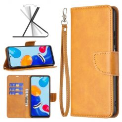 Lacné Kryty | Peňaženkové puzdro Retro Lambskin žlté – Xiaomi Redmi Note 11 (4G) / 11S | Lacné Kryty
