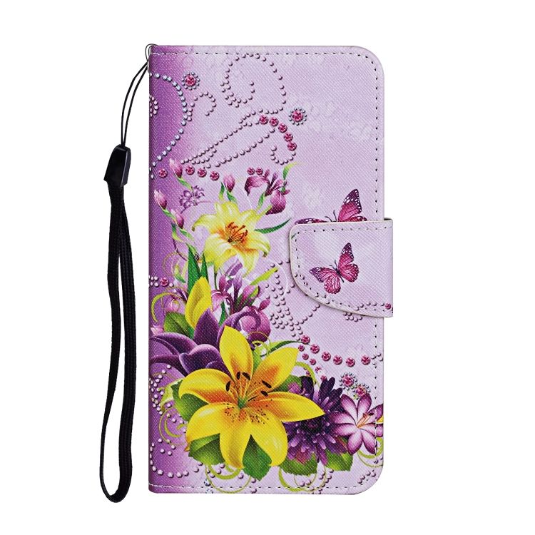 Knižkové puzdro Trendy Cross case Žltý kvet a motýľ – Samsung Galaxy A13 