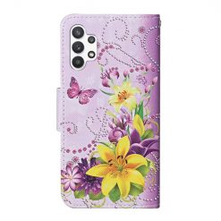 Lacné Kryty | Knižkové puzdro Trendy Cross case Žltý kvet a motýľ – Samsung Galaxy A13 (4G) | Lacné Kryty
