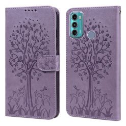 Peňaženkové puzdro Embossing Pattern Strom a jeleň fialové – Motorola Moto G60 | Lacné Kryty Lacné Kryty | Peňaženkové puzdro Embossing Pattern Strom a jeleň fialové – Motorola Moto G60 | Lacné Kryty