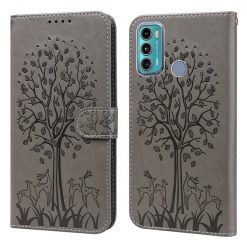 Peňaženkové puzdro Embossing Pattern Strom a jeleň sivé – Motorola Moto G60 | Lacné Kryty Lacné Kryty | Peňaženkové puzdro Embossing Pattern Strom a jeleň sivé – Motorola Moto G60 | Lacné Kryty