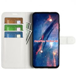 Lacné Kryty | Peňaženkové puzdro Litchi biele – OnePlus 10 Pro | Lacné Kryty