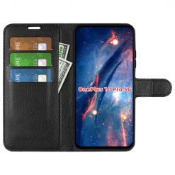 Lacné Kryty | Peňaženkové puzdro Litchi čierne – OnePlus 10 Pro | Lacné Kryty