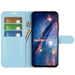 Lacné Kryty | Peňaženkové puzdro Litchi modré – OnePlus 10 Pro | Lacné Kryty