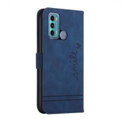 Lacné Kryty | Peňaženkové puzdro Retro Smile modré – Motorola Moto G60 | Lacné Kryty