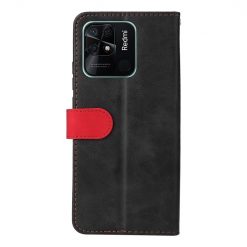 Peňaženkové puzdro Stitching čierno-červené – Xiaomi Redmi 10C | Lacné Kryty Lacné Kryty | Peňaženkové puzdro Stitching čierno-červené – Xiaomi Redmi 10C | Lacné Kryty