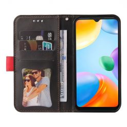 Peňaženkové puzdro Stitching čierno-červené – Xiaomi Redmi 10C | Lacné Kryty Lacné Kryty | Peňaženkové puzdro Stitching čierno-červené – Xiaomi Redmi 10C | Lacné Kryty
