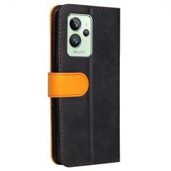 Lacné Kryty | Peňaženkové puzdro Stitching čierno-oranžové – Realme GT 2 Pro | Lacné Kryty