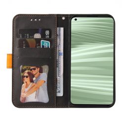 Lacné Kryty | Peňaženkové puzdro Stitching čierno-oranžové – Realme GT 2 Pro | Lacné Kryty