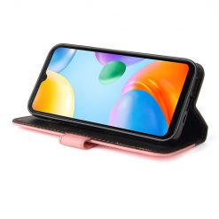 Peňaženkové puzdro Stitching čierno-ružové – Xiaomi Redmi 10C | Lacné Kryty Lacné Kryty | Peňaženkové puzdro Stitching čierno-ružové – Xiaomi Redmi 10C | Lacné Kryty
