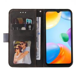 Peňaženkové puzdro Stitching čierno-sivé – Xiaomi Redmi 10C | Lacné Kryty Lacné Kryty | Peňaženkové puzdro Stitching čierno-sivé – Xiaomi Redmi 10C | Lacné Kryty