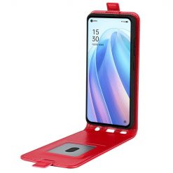 Lacné Kryty | Vyklápacie puzdro Vertical flip case červené – Oppo Reno7 5G (Reno 7 5G) | Lacné Kryty