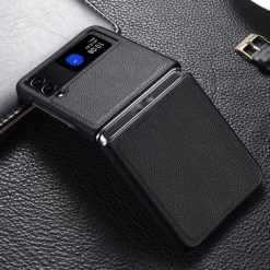 Lacné Kryty | Kožený kryt Smart Skin čierny – Samsung Galaxy Z Flip 4 | Lacné Kryty