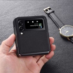 Lacné Kryty | Kožený kryt Smart Skin čierny – Samsung Galaxy Z Flip 4 | Lacné Kryty