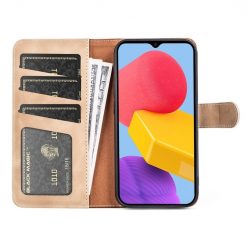 Lacné Kryty | Peňaženkové puzdro Dual Wavy Case hnedé – Samsung Galaxy M13 | Lacné Kryty