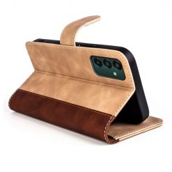 Lacné Kryty | Peňaženkové puzdro Dual Wavy Case hnedé – Samsung Galaxy M13 | Lacné Kryty