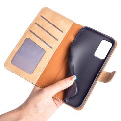 Lacné Kryty | Peňaženkové puzdro Dual Wavy Case hnedé – Samsung Galaxy M13 | Lacné Kryty