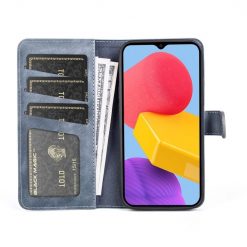 Lacné Kryty | Peňaženkové puzdro Dual Wavy Case modré – Samsung Galaxy M13 | Lacné Kryty