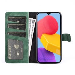 Lacné Kryty | Peňaženkové puzdro Dual Wavy Case zelené – Samsung Galaxy M13 | Lacné Kryty