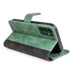 Lacné Kryty | Peňaženkové puzdro Dual Wavy Case zelené – Samsung Galaxy M13 | Lacné Kryty