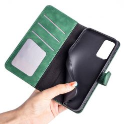 Lacné Kryty | Peňaženkové puzdro Dual Wavy Case zelené – Samsung Galaxy M13 | Lacné Kryty