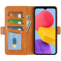 Lacné Kryty | Peňaženkové puzdro Magnetic fresh case hnedé – Samsung Galaxy M13 | Lacné Kryty