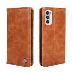 Lacné Kryty | Peňaženkové puzdro Non-magnetic Retro Case hnedé – Motorola Moto G52 / G82 5G | Lacné Kryty