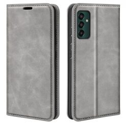 Lacné Kryty | Peňaženkové puzdro Posh magnetic case sivé – Samsung Galaxy M13 | Lacné Kryty