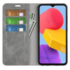 Lacné Kryty | Peňaženkové puzdro Posh magnetic case sivé – Samsung Galaxy M13 | Lacné Kryty