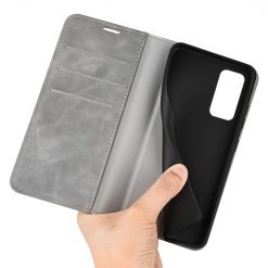 Lacné Kryty | Peňaženkové puzdro Posh magnetic case sivé – Samsung Galaxy M13 | Lacné Kryty