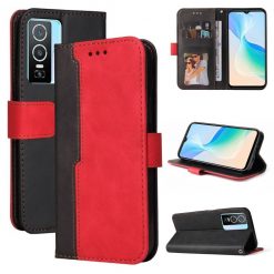 Peňaženkové puzdro Stitching čierno-červené – Vivo Y76 5G | Lacné Kryty Lacné Kryty | Peňaženkové puzdro Stitching čierno-červené – Vivo Y76 5G | Lacné Kryty