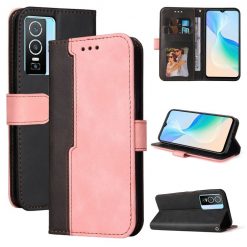 Lacné Kryty | Peňaženkové puzdro Stitching čierno-ružové – Vivo Y76 5G | Lacné Kryty