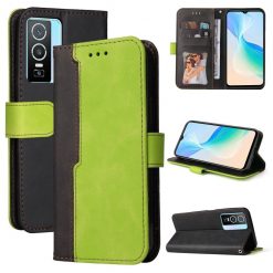 Lacné Kryty | Peňaženkové puzdro Stitching čierno-zelené – Vivo Y76 5G | Lacné Kryty
