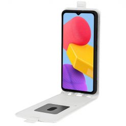 Lacné Kryty | Vyklápacie puzdro Vertical flip case biele – Samsung Galaxy M13 | Lacné Kryty