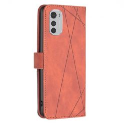 Knižkové puzdro Rhombus hnedé – Motorola Moto E32 / E32s | Lacné Kryty Lacné Kryty | Knižkové puzdro Rhombus hnedé – Motorola Moto E32 / E32s | Lacné Kryty