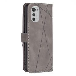 Lacné Kryty | Knižkové puzdro Rhombus sivé – Motorola Moto E32 / E32s | Lacné Kryty